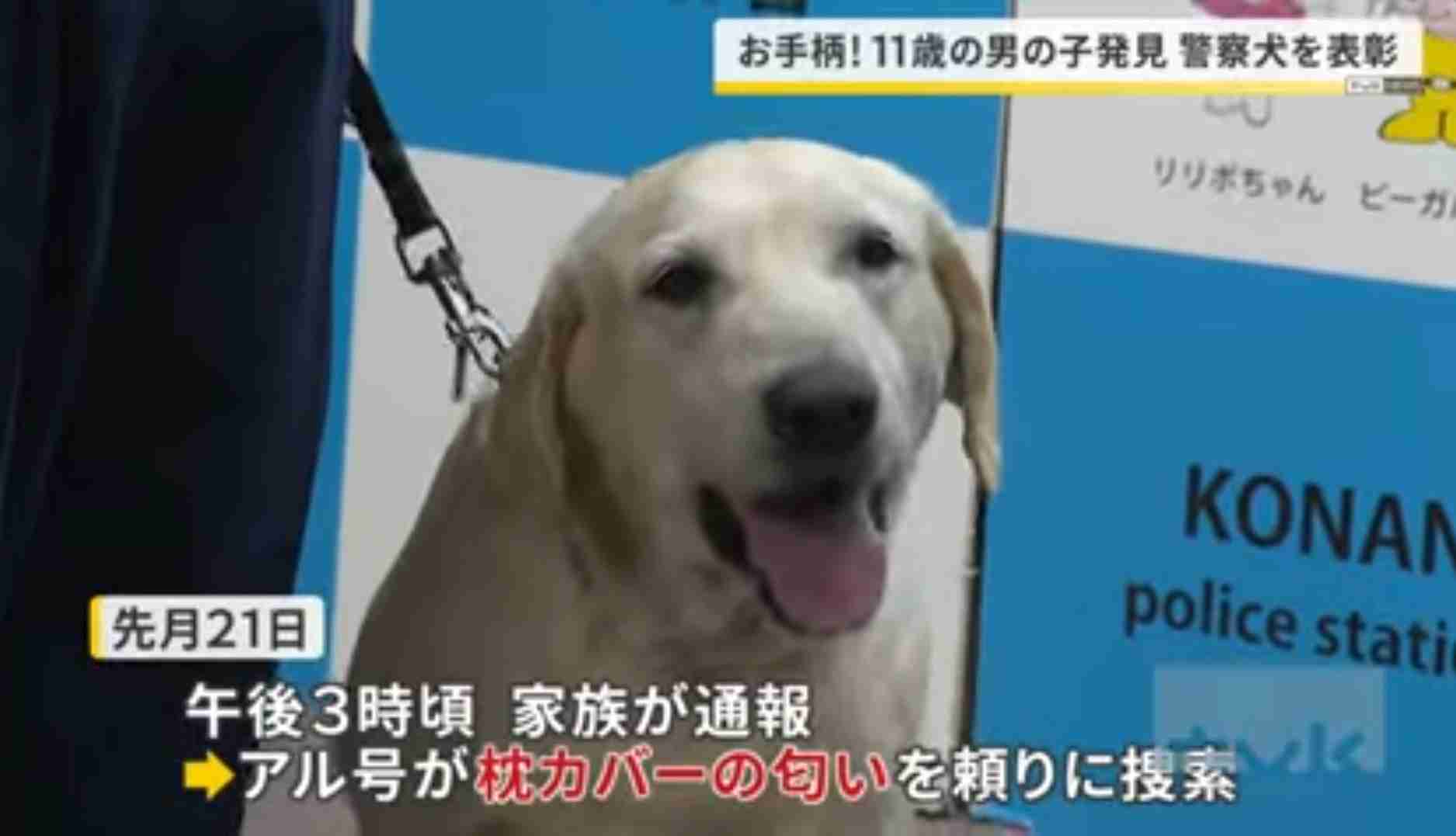 お手柄!警察犬を表彰 行方不明の11歳男児を発見 港南署
