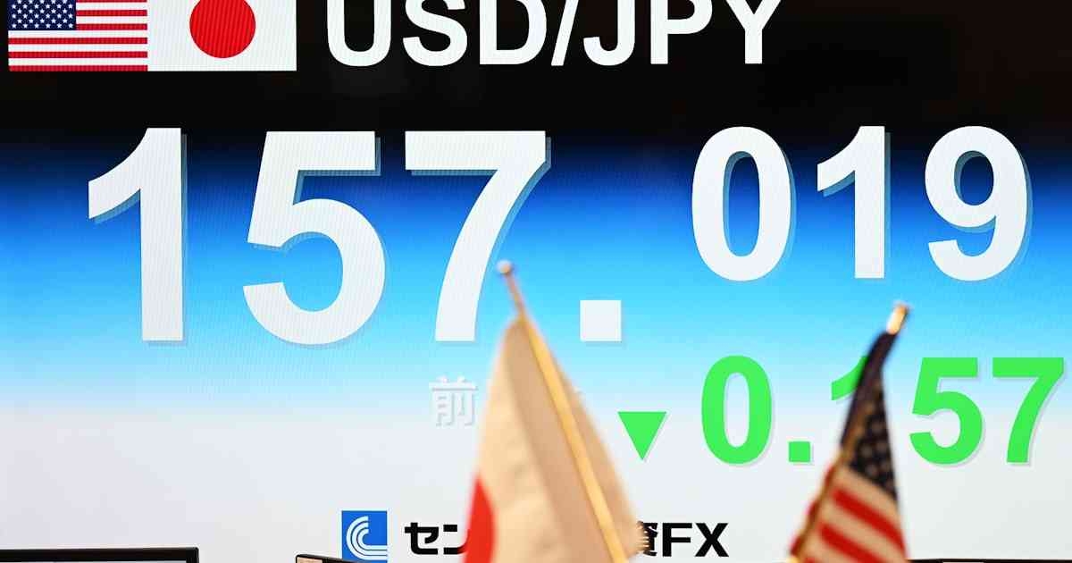円相場が対ドルで157円台、対ユーロ181円台に下落　財政悪化を警戒