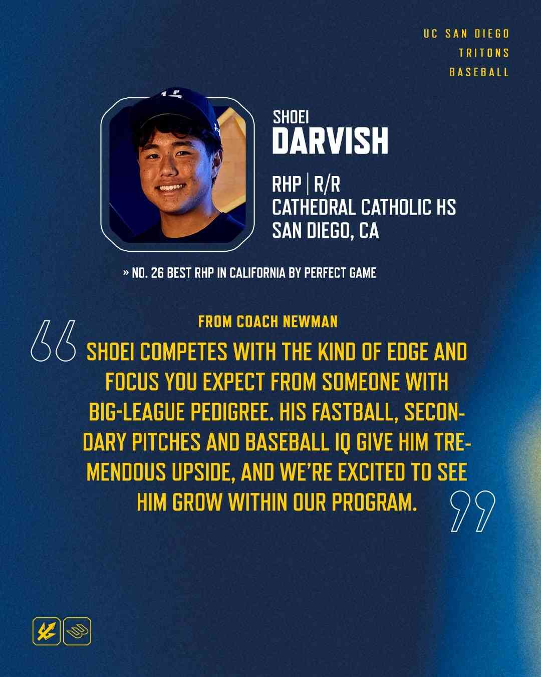 ダルビッシュ有の息子がカリフォルニア大サンディエゴ校へ加入　最速146キロ右腕