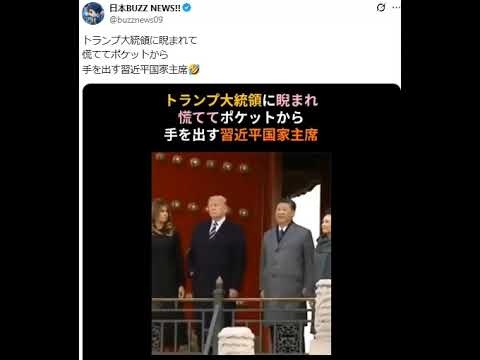 トランプ大統領に睨まれて慌ててポケットから手を出す習近平国家主席
