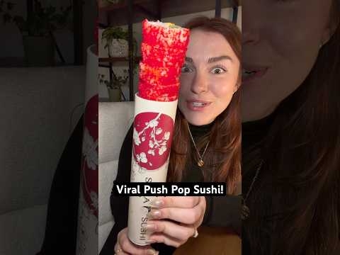 Trying the new viral push pop rolls!!#sushi #nycfood #viralfood #foodtrend #kimbap  #japanesefood