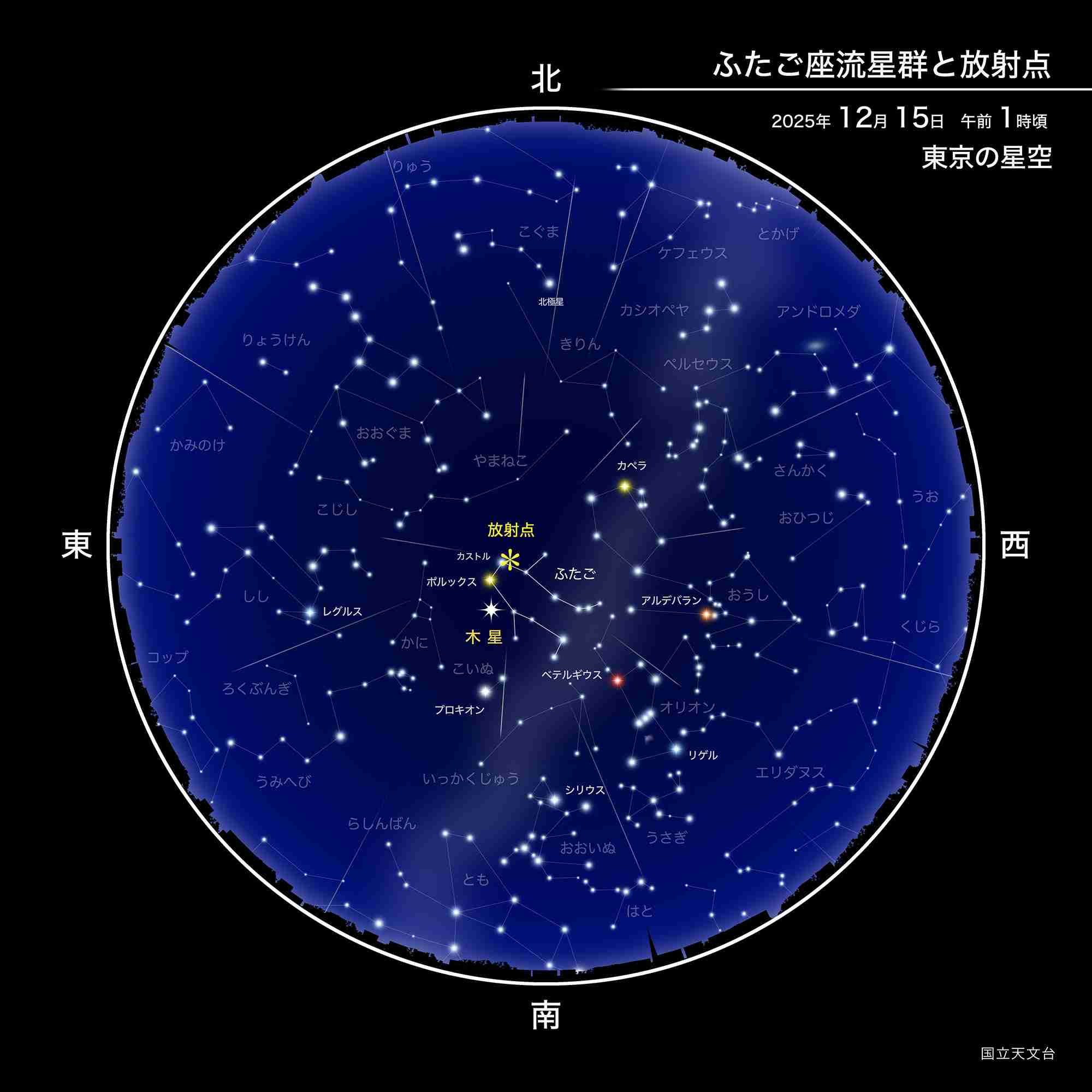 ふたご座流星群が極大（2025年12月） | 国立天文台(NAOJ)