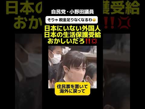 【法整備してくれ‼️?】自民党小野田紀美議員、「日本の居住実体がない外国人への生活保護受給はおかしい‼️??」#小野田紀美 #自民党 #自民 #政治 #政治ニュース #政治問題 #生活保護
