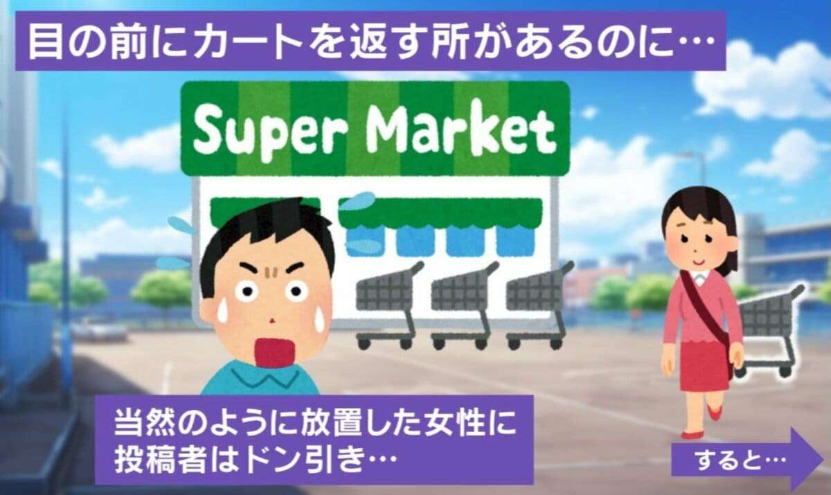 スーパーでカートを放置…注意した男性の“一言”に賛否両論「偉い！煽りも最高」「自分なら相手しない」 | 話題 | ABEMA TIMES | アベマタイムズ