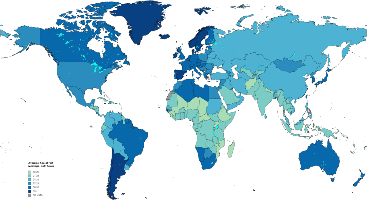 List of countries by age at first marriage - Wikipedia