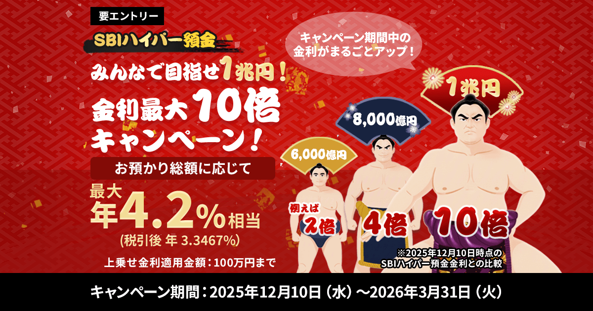 SBIハイパー預金の金利が、最大10倍の特別金利キャンペーン | SBI新生銀行