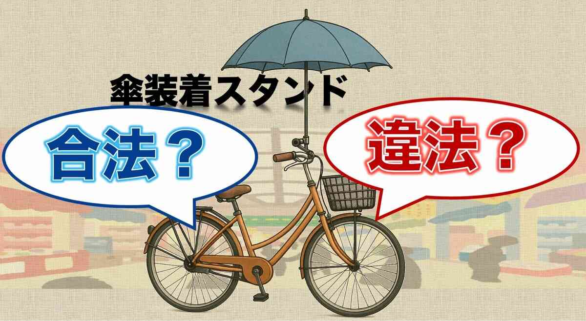 自転車傘さし運転は反則金5,000円へ　では固定の傘スタンドは？