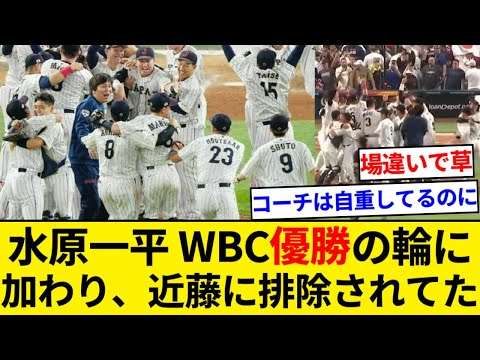 水原一平さん、何を勘違いしたのかWBC優勝の瞬間に加わり近藤に排除されてしまう【5chまとめ】【なんJまとめ】