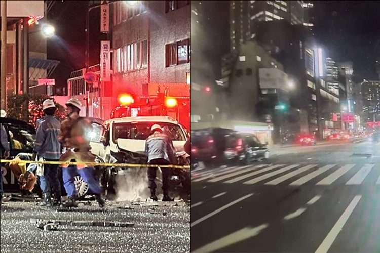 《公用車が追突するドラレコ映像》“幹部官僚2人”が乗った車両が火花を散らし…現場は内閣府からわずか200m、運転手は直前の勤務状況に「問題なし」報道【9人死傷事故】（NEWSポストセブン） - Yahoo!ニュース