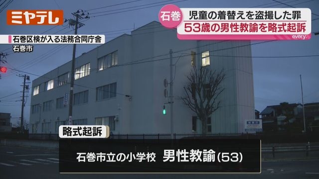 【略式起訴】教室に小型カメラ設置…児童の着替え“盗撮”、小学校の男性教諭（53）＜宮城・石巻市＞（ミヤギテレビ） - Yahoo!ニュース