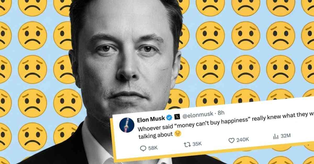 純資産8,500億ドルのイーロン・マスクは、「お金で幸せは買えない」と認めている。