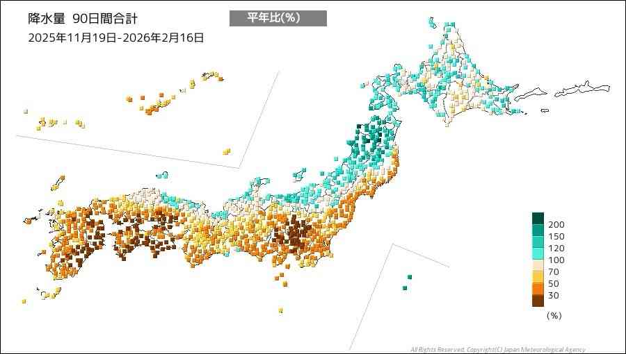 太平洋側を中心とした少雨　今後1か月続く見込み　農作物や水の管理等に十分注意を