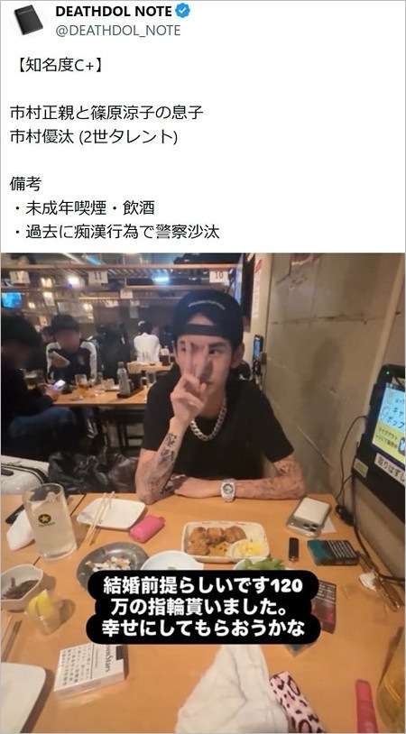 《市村正親と篠原涼子の長男》市村優汰に「未成年飲酒&喫煙」騒動 SNSで疑惑動画が拡散、大手事務所ひっそり退所も判明 現在は日本と韓国を行き来