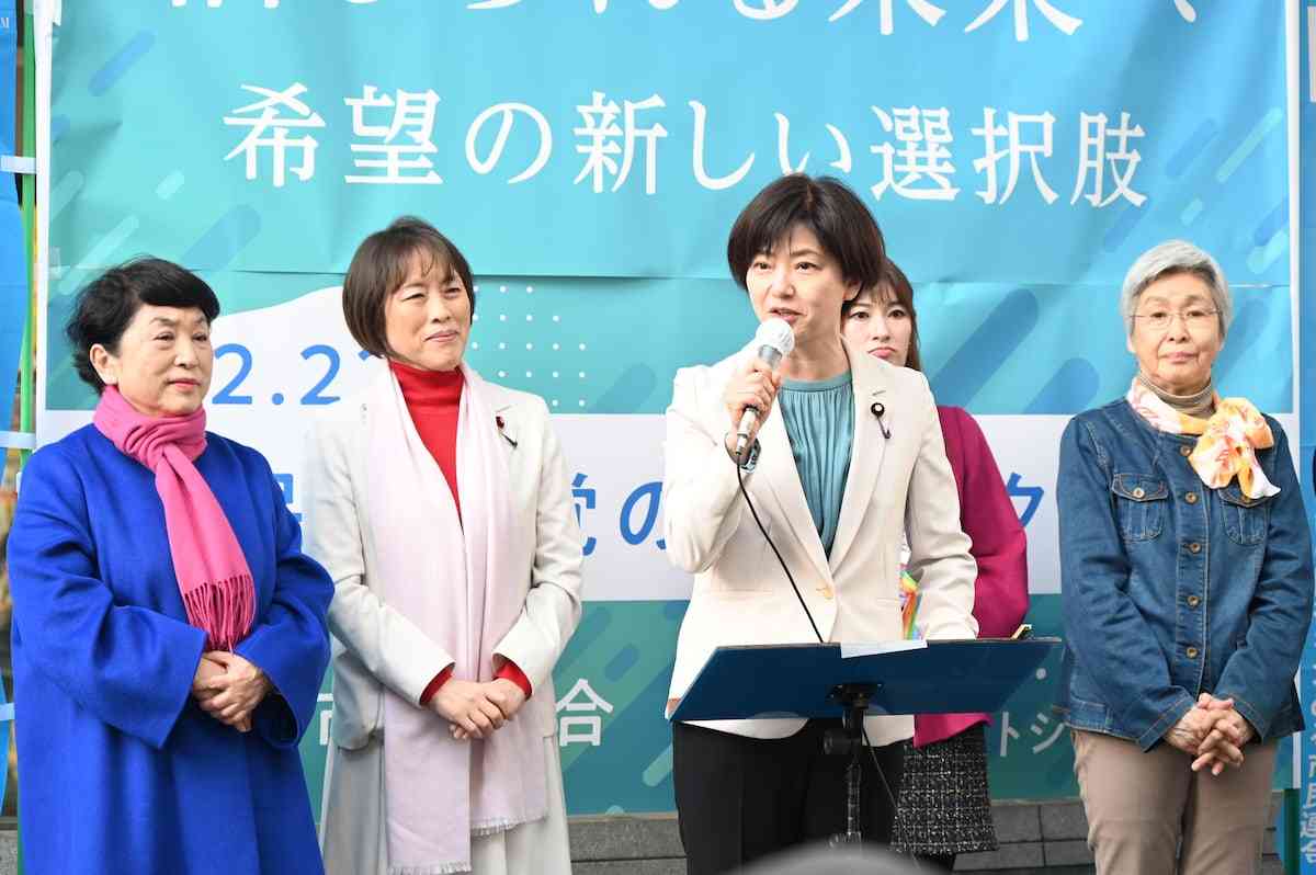 「市民と野党の共闘」再構築を　共産田村、社民福島、立民石垣各氏が市民連合の街宣で訴え