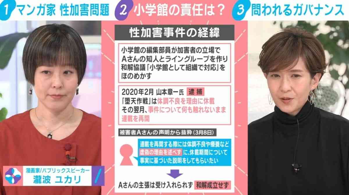 マンガ家性加害問題で、小学館の姿勢に瀧波ユカリ氏が示す違和感…「誰が責任を取るのか曖昧」「被害者だけが自分の言葉でメッセージを発している」  | 国内 | ABEMA TIMES | アベマタイムズ