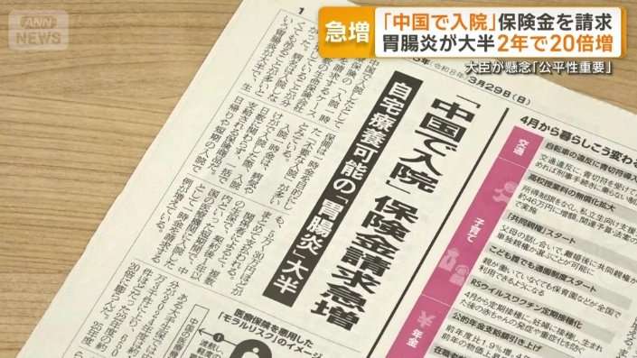 中国で「入院」し日本の保険会社に一時金請求　胃腸炎大半　2年で20倍急増