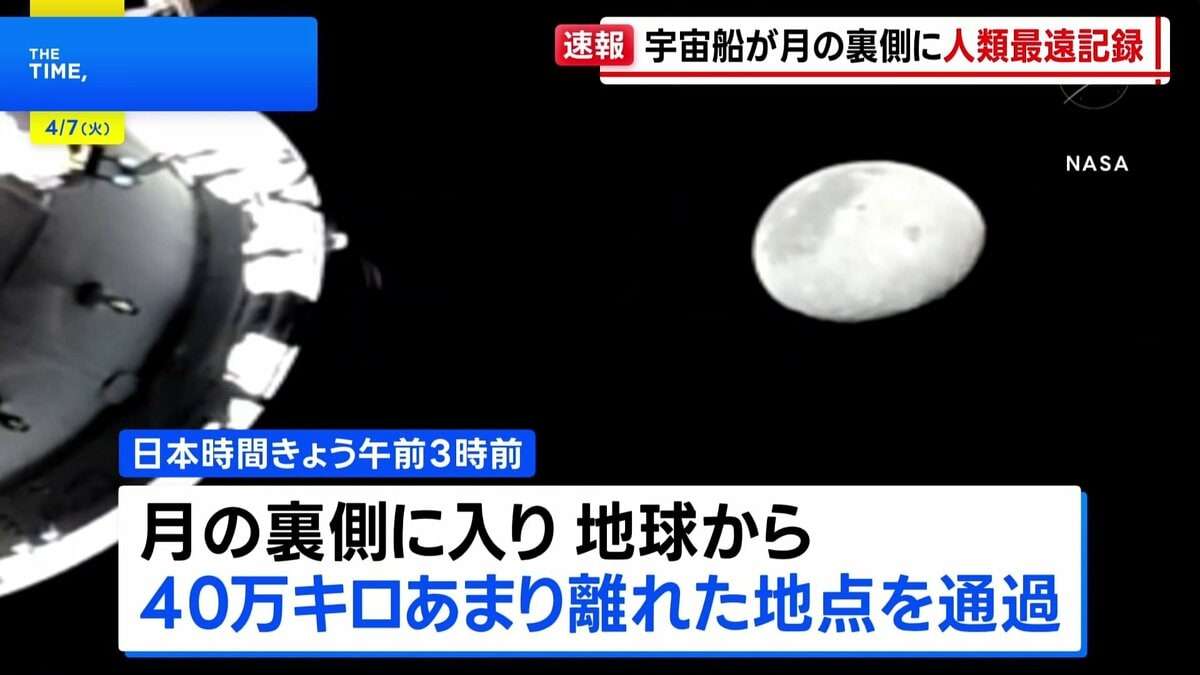 「アルテミス計画」宇宙船　人類史上最も地球から遠い地点に到達　56年ぶり記録更新 | TBS NEWS DIG