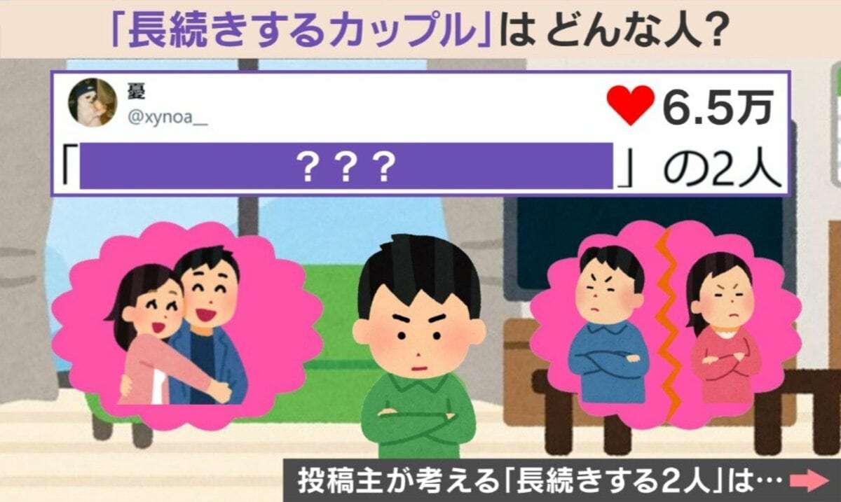 “長続きするカップル”の条件に共感の声続々「なんだこの説得力!!」「だらしなさ以外は真逆だけど22年続いてる」 | 話題 | ABEMA TIMES | アベマタイムズ
