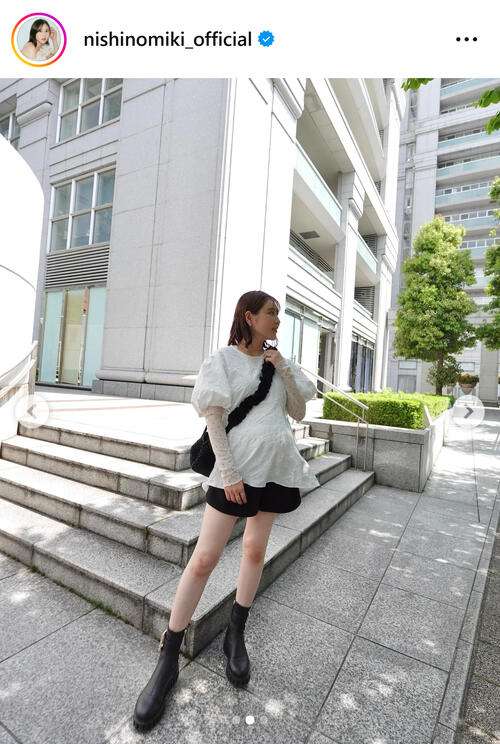 第2子妊娠中の西野未姫、ショートパンツ＆ブーツのマタニティーコーデに「臨月と思えない」