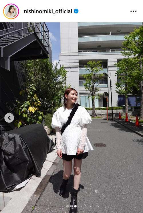 第2子妊娠中の西野未姫、ショートパンツ＆ブーツのマタニティーコーデに「臨月と思えない」