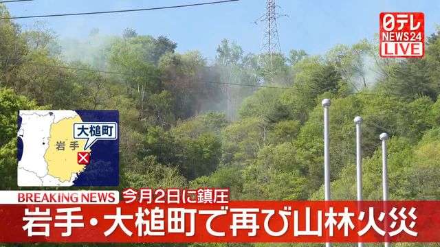 岩手・大槌町で再び山林火災　消防が消火活動（日テレNEWS NNN） - Yahoo!ニュース