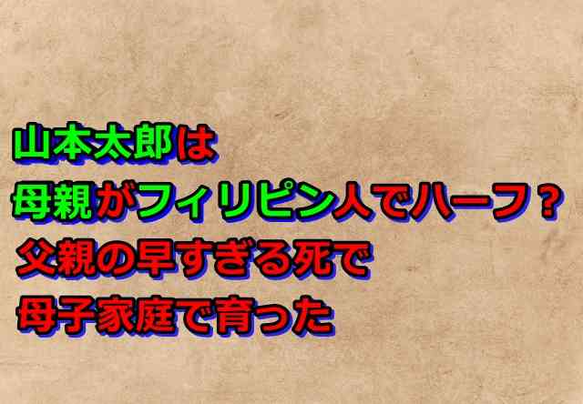 山本太郎は母親がフィリピン人でハーフ？父親の早すぎる死で母子家庭で育った
