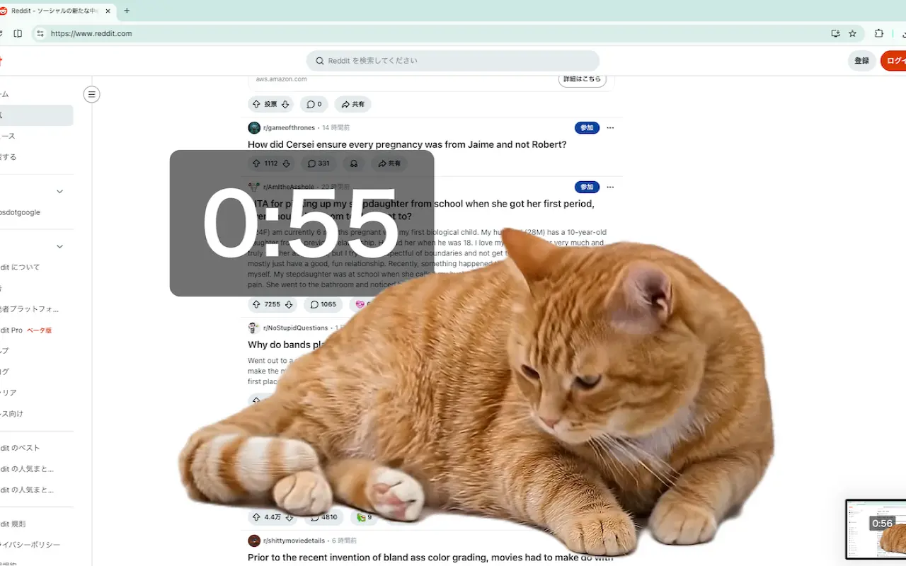 SNSやめーにゃ。画面を邪魔する太っちょ猫、日本人開発の拡張機能が海外でも話題に