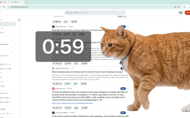 SNSやめーにゃ。画面を邪魔する太っちょ猫、日本人開発の拡張機能が海外でも話題に