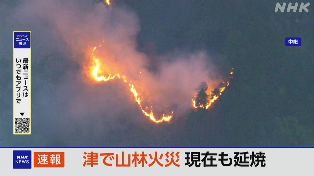 津で山林火災 消火活動続く 三重県が自衛隊に災害派遣要請 | NHKニュース | 火災、三重県