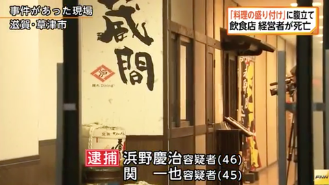 リンチ2時間　ちゃんこ料理店撲殺男 浜野慶治容疑者は前科10犯（死体遺棄、恐喝、傷害、シャブなど）元暴力団幹部／滋賀県草津市 暴行理由は盛り付けが汚かったから・・ : ツイッター速報