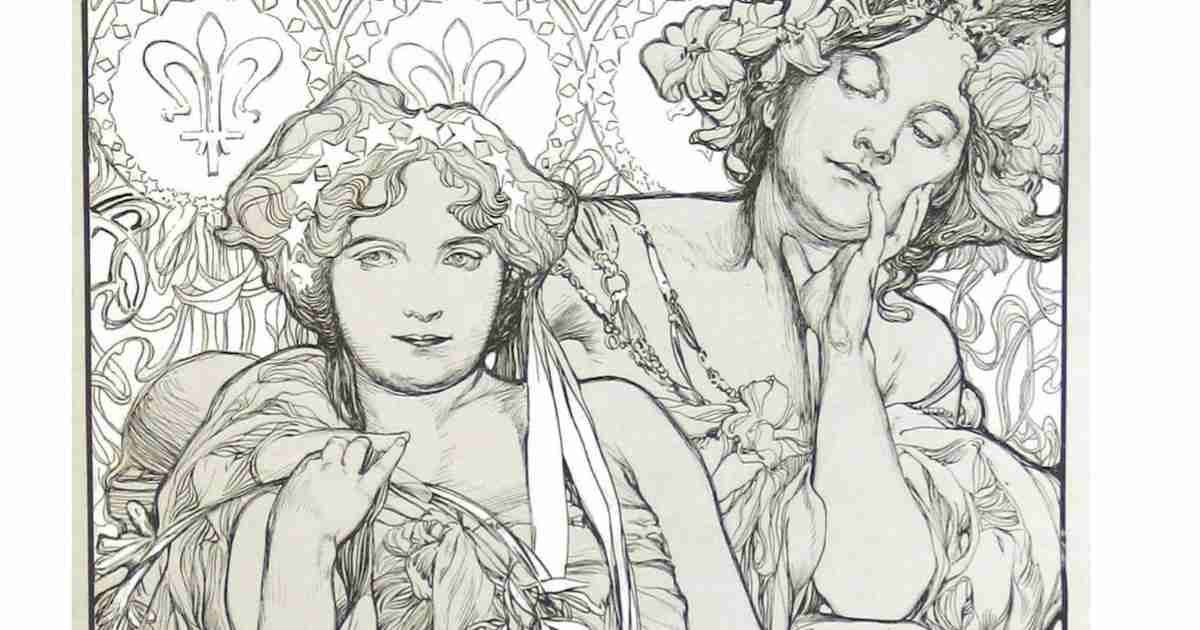 「自分だけのミュシャ」をつくろう。ミュシャ財団が無料で塗り絵を公開中｜美術手帖