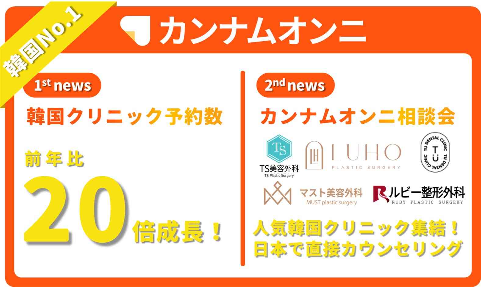 【渡韓整形が急増】美容医療アプリ「カンナムオンニ」の韓国クリニック予約数は前年比20倍へ。韓国クリニックを日本へ誘致した「相談会」も定期開催！ | Healingpaper Co.,Ltd.のプレスリリース