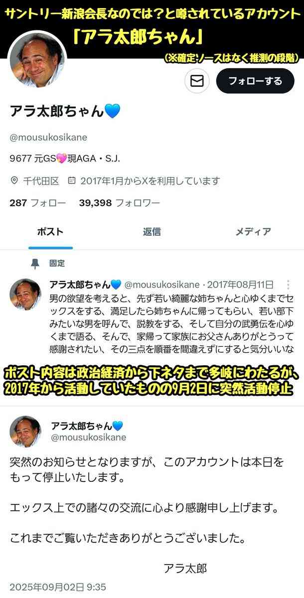 サントリーHD元会長の新浪剛史氏を不起訴処分に　違法サプリ密輸の疑いで書類送検「関係証拠を慎重に検討した結果」福岡地検