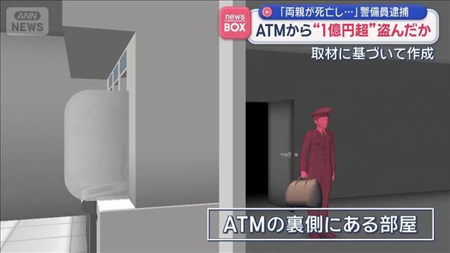 ATMから“1億円超”盗んだか　「両親が死亡し…」警備員逮捕（テレビ朝日系（ANN）） - Yahoo!ニュース