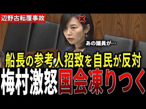 【梅村静かにキレる】船長の参考人招致に”自民党筆頭理事”が反対し、梅村激怒【辺野古転覆事故|梅村みずほ|自民党】
