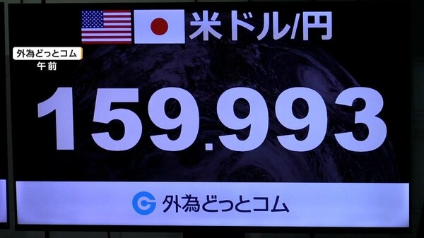 円安が加速　一時1ドル160円台に　約1カ月ぶりの水準…市場関係者に再度の介入の警戒感も｜FNNプライムオンライン