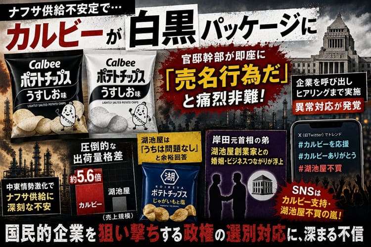 カルビー白黒ポテチ騒動 官邸「売名行為」批判の裏に湖池屋ナフサ格差と岸田一族コネ疑惑 - coki (公器）