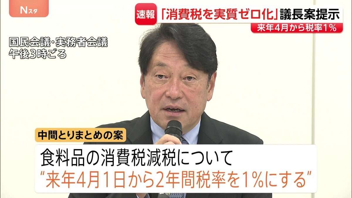 食料品の消費税「来年4月から1％」、給付と合わせて「実質ゼロ化」の議長案提示　“所得連動給付”で中低所得の現役世代手厚く | TBS CROSS DIG with Bloomberg