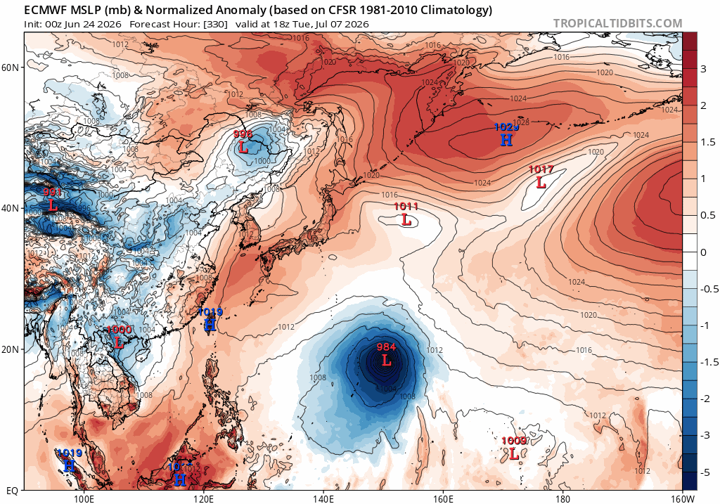 新たな台風が発生してダブル台風が日本接近の恐れ　台風7号は28日頃九州や四国へ