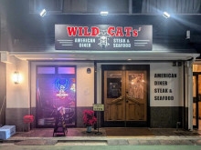 荏原町にアメリカンダイナー「ワイルドキャッツ」店主私物のハーレーを展示