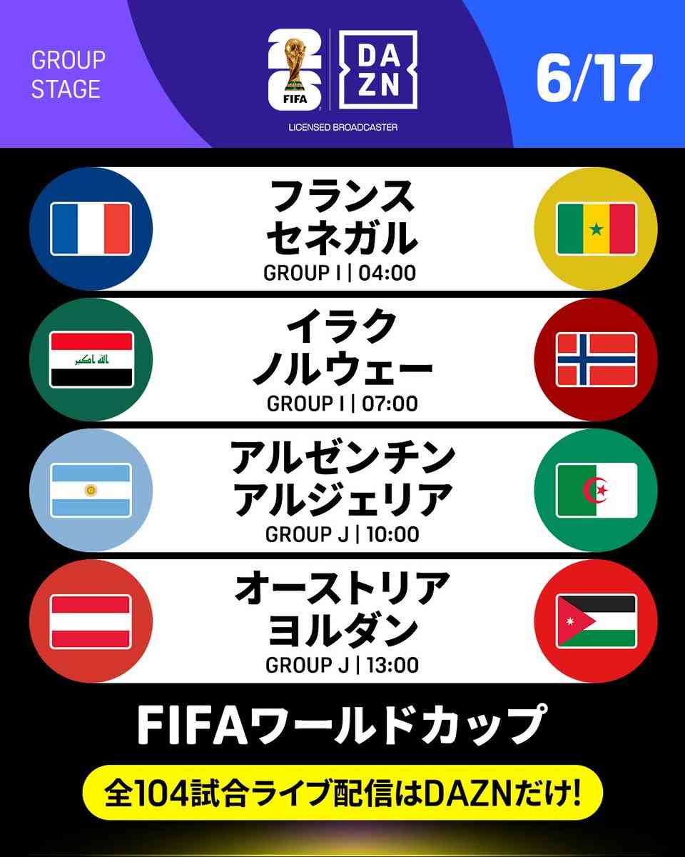 【実況・感想】FIFA ワールドカップ 2026 総合トピ6日目