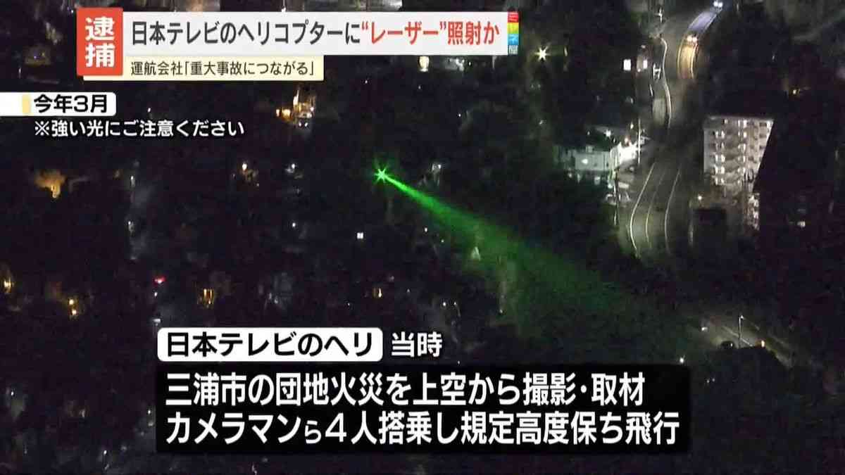 日本テレビのヘリコプターに“レーザー”照射か　69歳男を逮捕　神奈川・三浦市（2026年7月8日掲載）｜日テレNEWS NNN