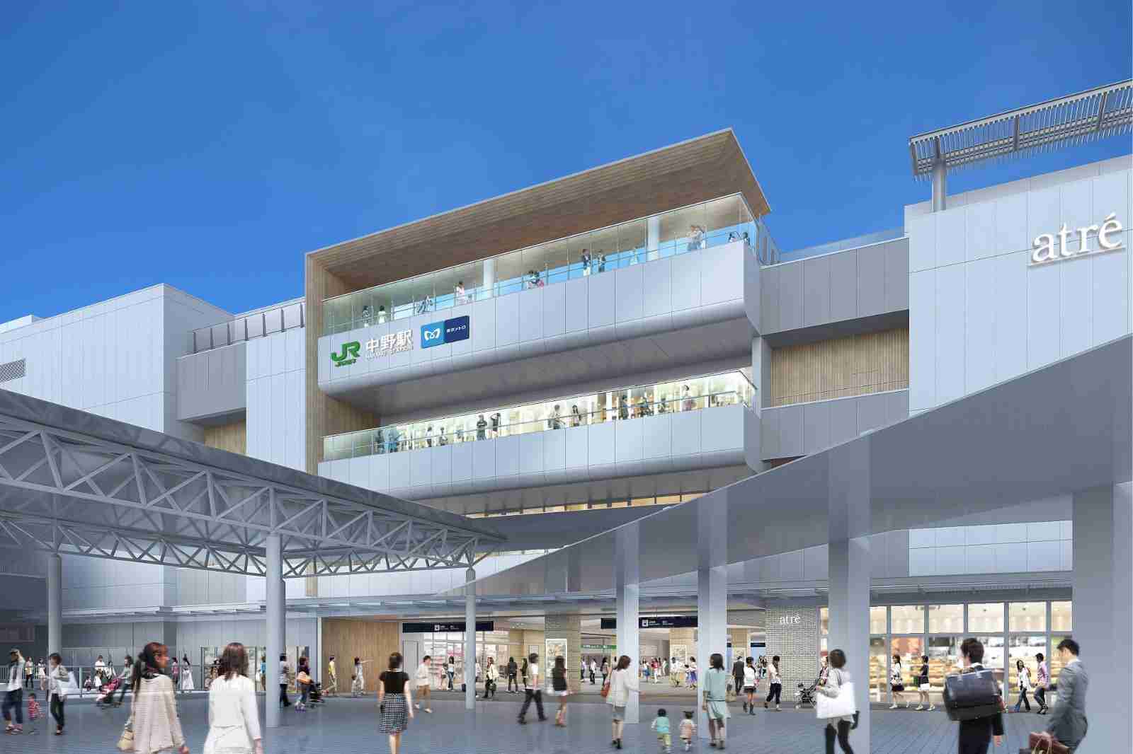 中野駅に「アトレ中野」26年12月開業、新改札直結の駅ビルに約70ショップ＆屋上BBQ - ファッションプレス