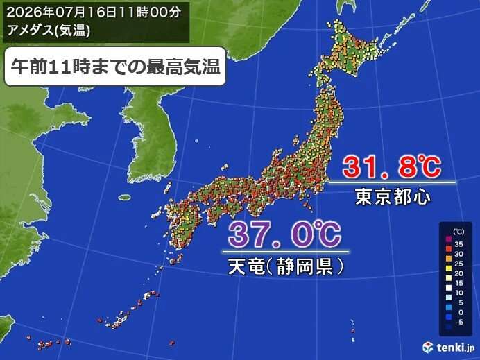 今日16日も午前から体温並みの暑さ　都心は3日連続の真夏日　3連休も熱中症に警戒(気象予報士 田中　正史 2026年07月16日) - 日本気象協会 tenki.jp
