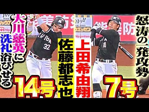 【一発攻勢でプロの洗礼】激しい点の奪い合い『佐藤都志也14号3ラン▶︎明大の先輩・上田希由翔は貫禄示す7号ソロ!!』