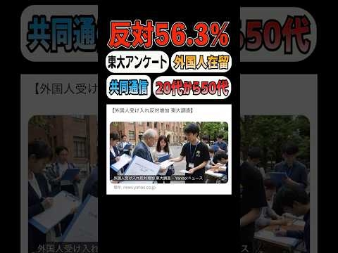 【世論の叫び】東大アンケートで判明！外国人受け入れ「反対」が56%超え