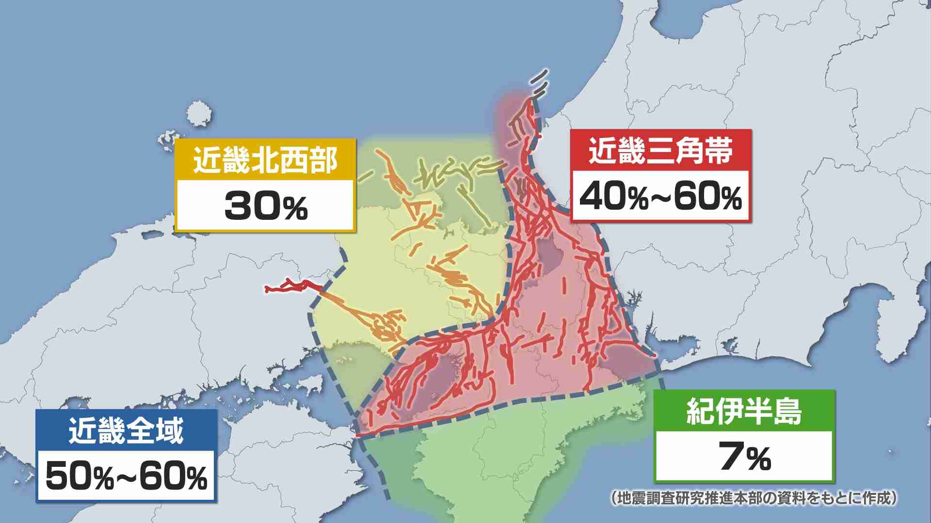 近畿の“エリア別地震リスク”初公表 30年以内のM6.8以上発生確率は「50～60%」に  六甲・淡路島断層帯は『Sランク』に格上げ　南海トラフだけじゃない「足元に潜むリスク」【活断層リスク最新評価】（MBSニュース） - Yahoo!ニュース