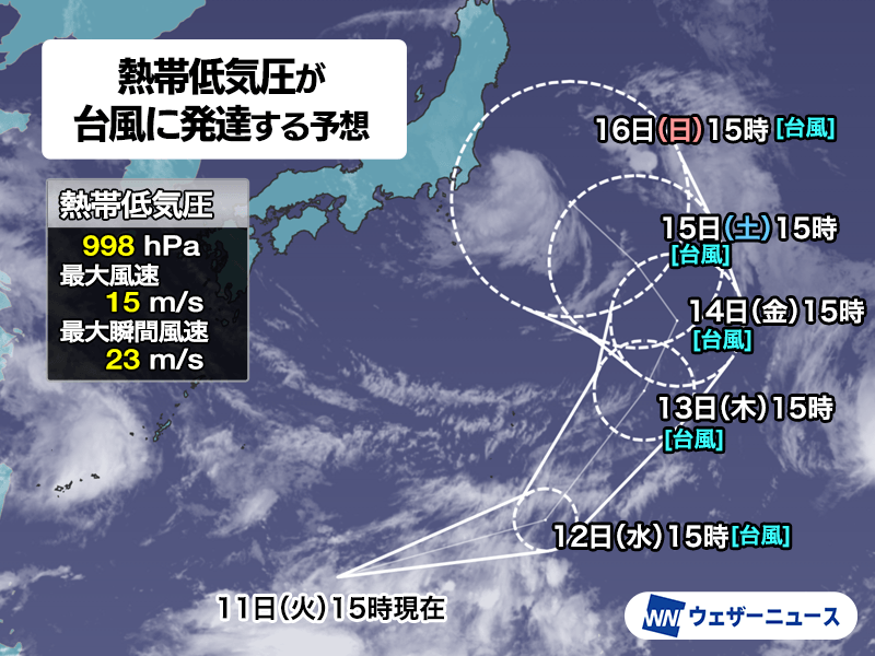 日本の南で新たな台風発生予想　次に発生すると「台風17号」 - ウェザーニュース