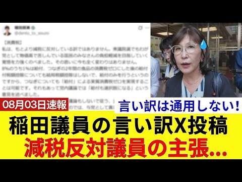 【炎上】稲田朋美氏の言い分は通用するのか？X投稿への反論と「消費税減税反対派」の主張を徹底検証！