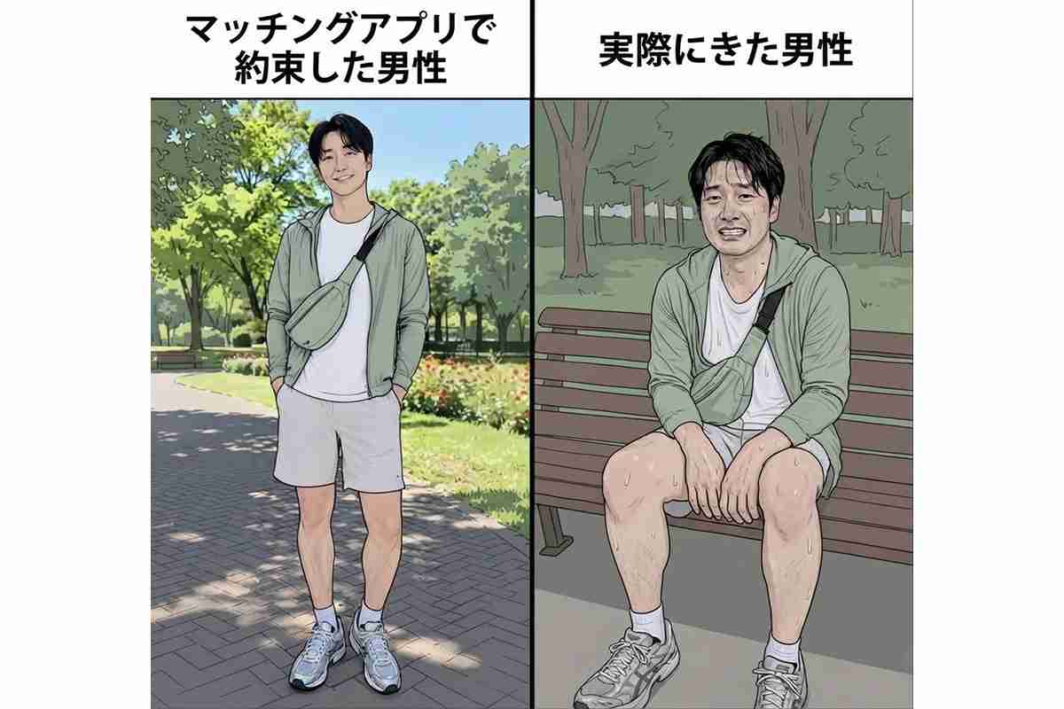 「このガッカリ感ハンパない…」マッチングアプリで “理想の男性” と会ってみたら…　ギャップ描く痛快イラストに「再現度高すぎwww」「お互いさまかな」